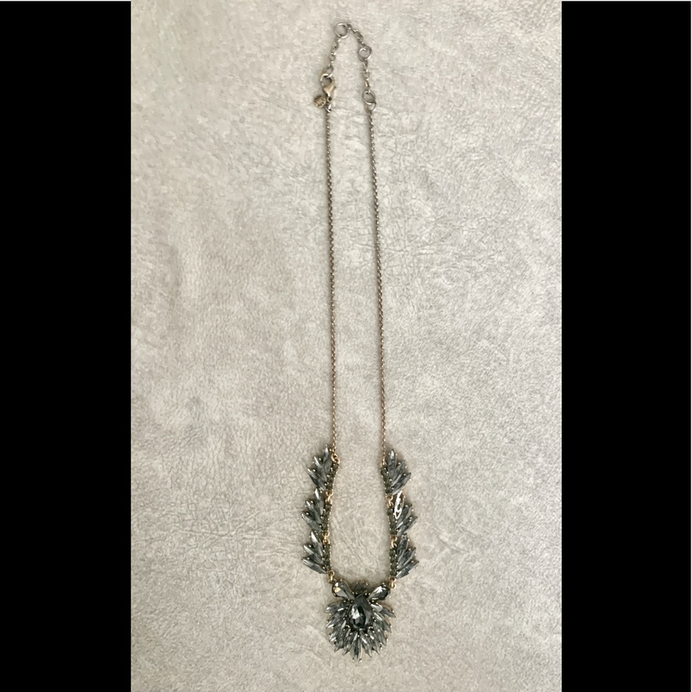 J. Crew blue/grey tone crystal statement necklace. Longer length. - Picture 4 of 6